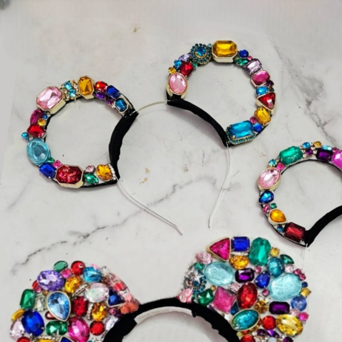 Diadema Orejas Mickey Minnie Cristales Contorno