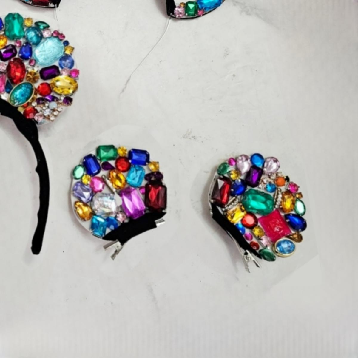 Diadema Orejas Mickey Minnie Cristales Clip Bebé