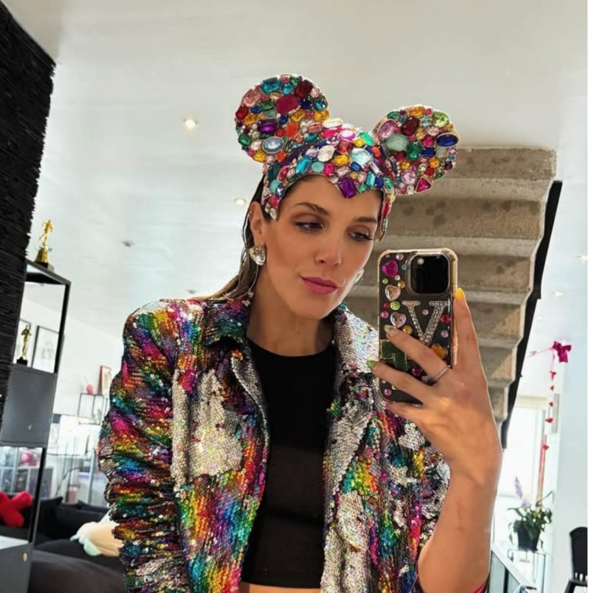 Diadema Orejas Mickey Minnie Cristales Tocado Frente