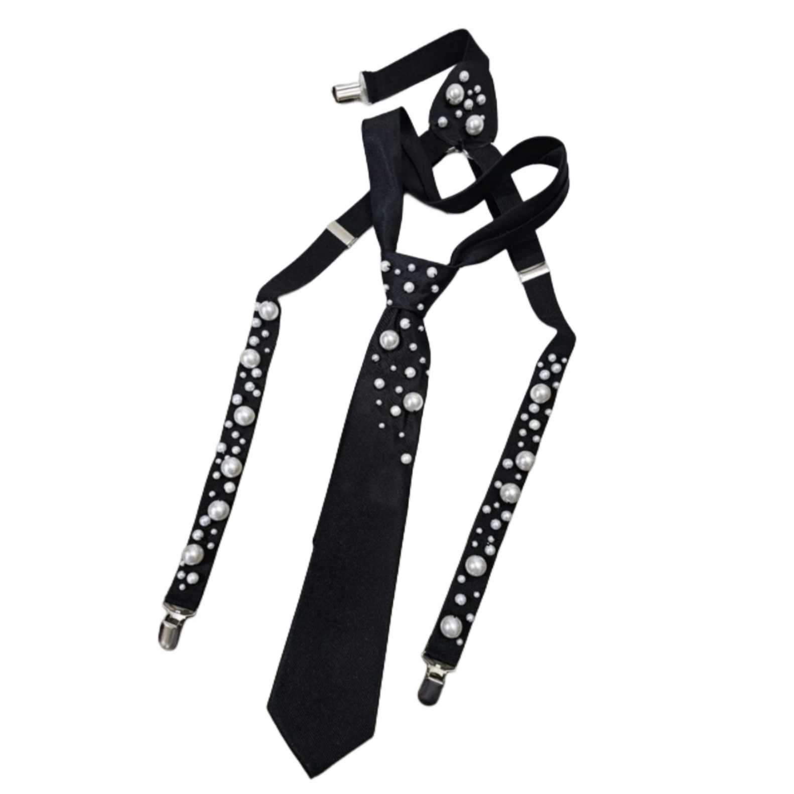 Juego Corbata y Tirantes Perlas Dots (precio especial)