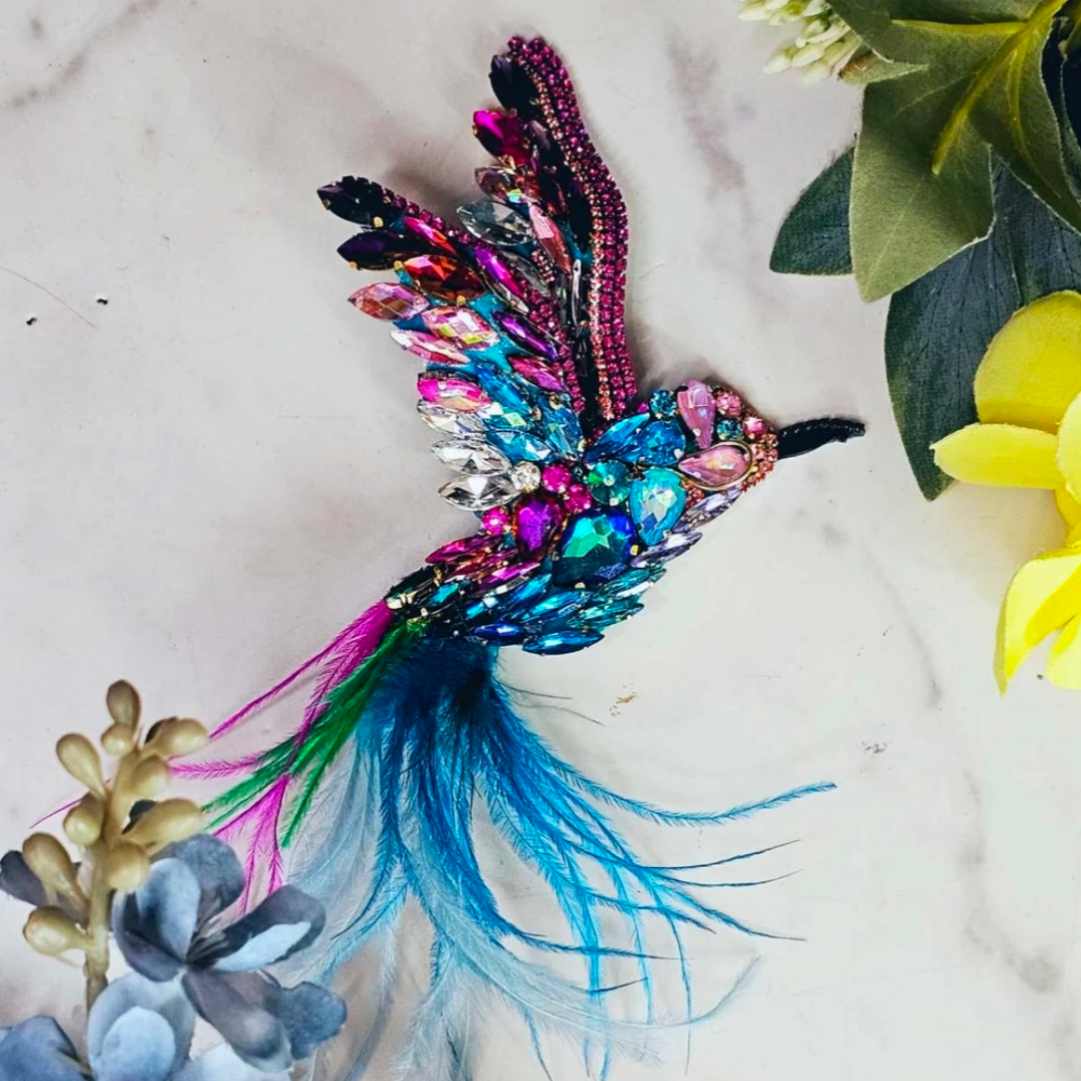 Prendedor Colibri cristales 10cm · Prendedor Artesanal