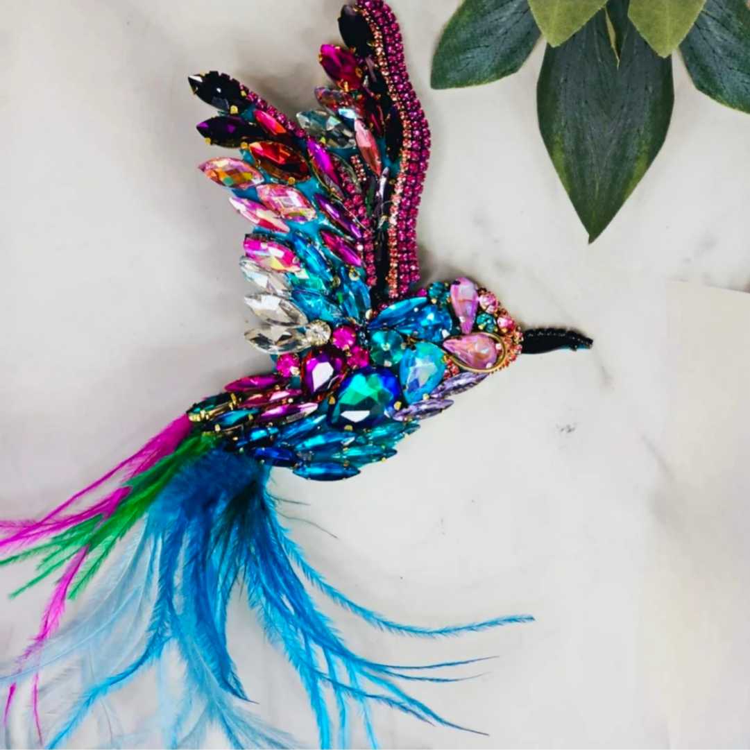 Prendedor Colibri cristales 10cm · Prendedor Artesanal