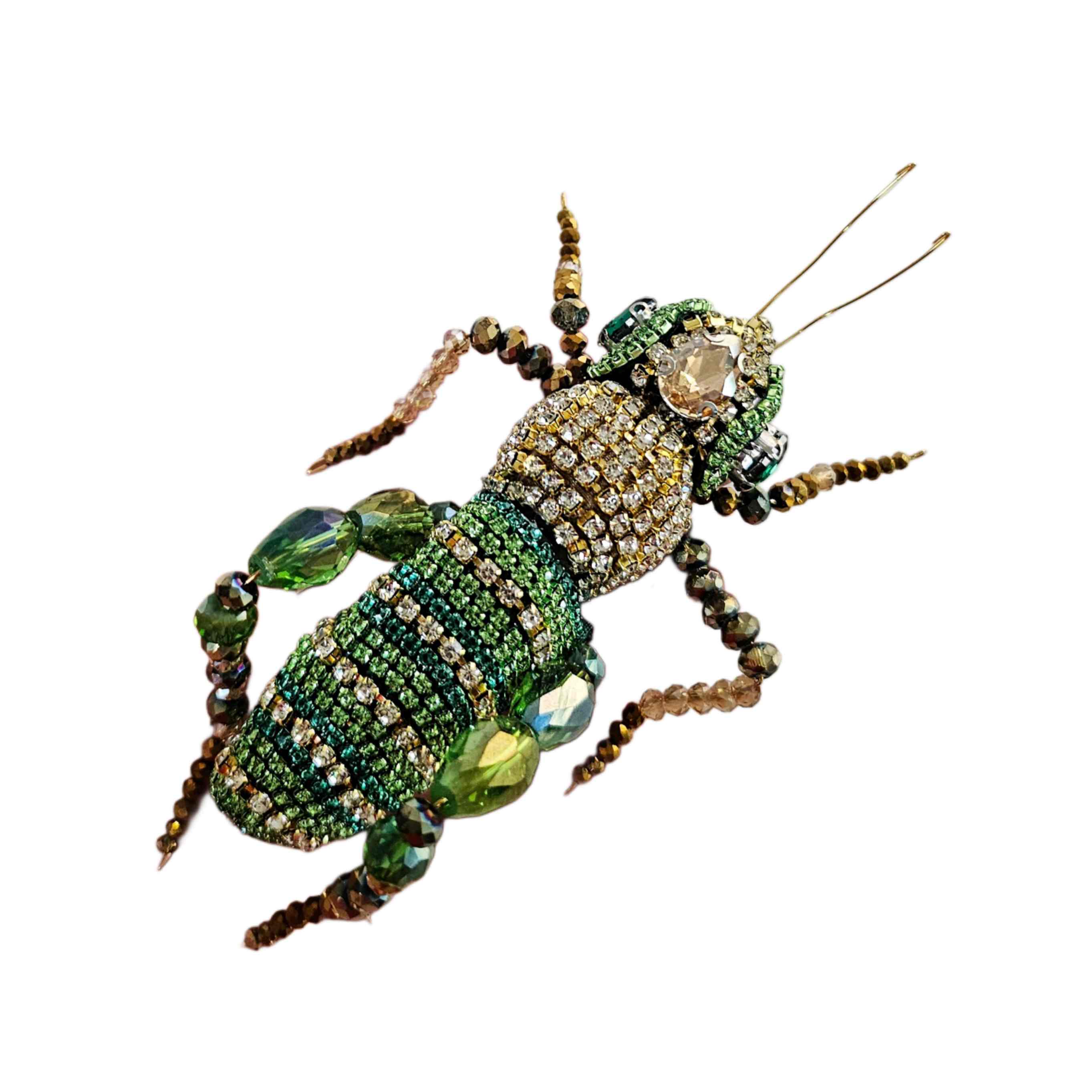 Prendedor Saltamontes cristales 14cm · Prendedor Artesanal Insecto