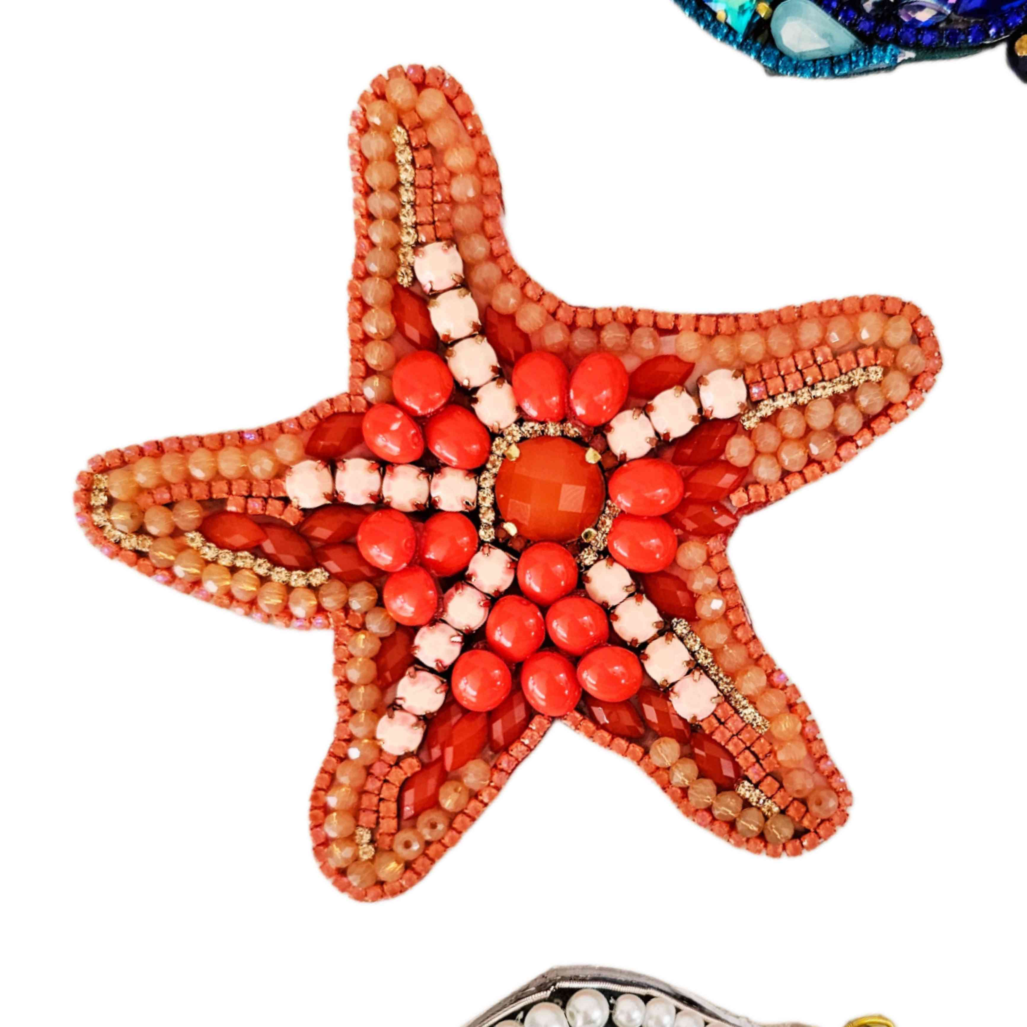 Prendedor Estrella de Mar cristales 10 x10cm · Prendedor Artesanal