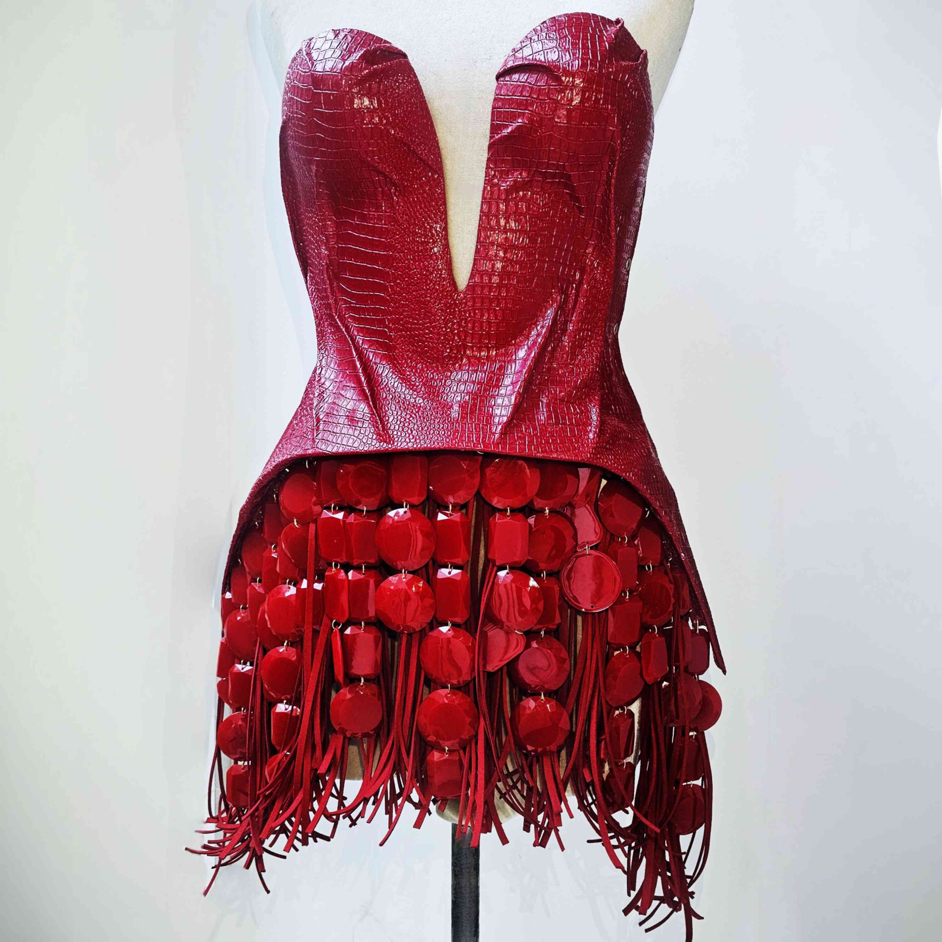 Pechera Ix Chel Peto Rígido Rojo Quemado Croco