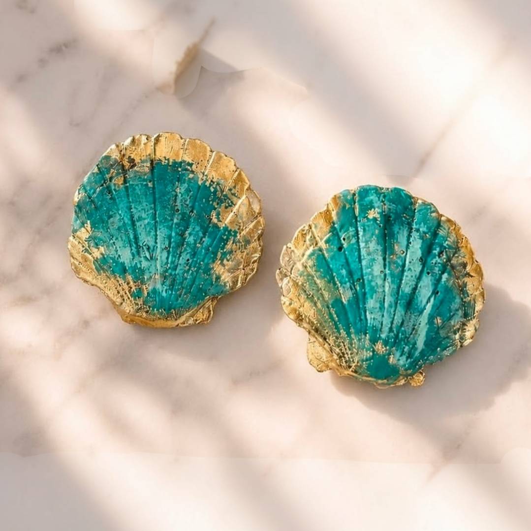 Aretes Estrella de Mar turquesa y dorado