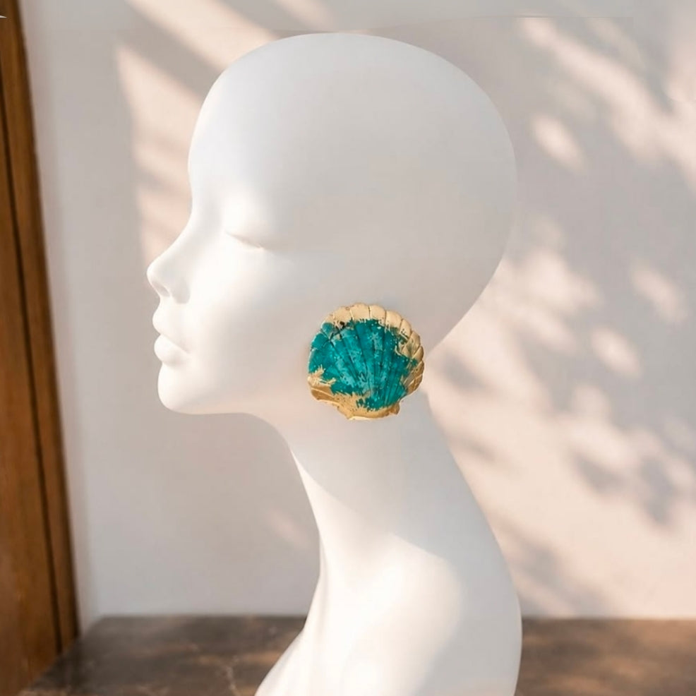 Aretes Estrella de Mar turquesa y dorado