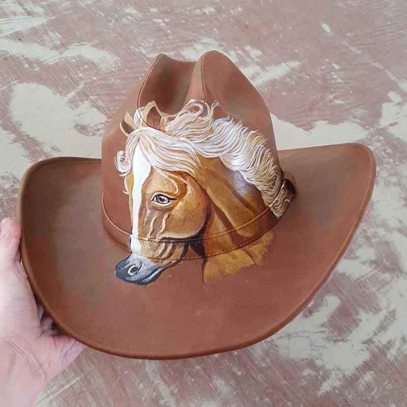 Sombrero Texana Pintado Al Óleo